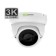 White IP dome camera with motorized zoom. For use with security NVRs